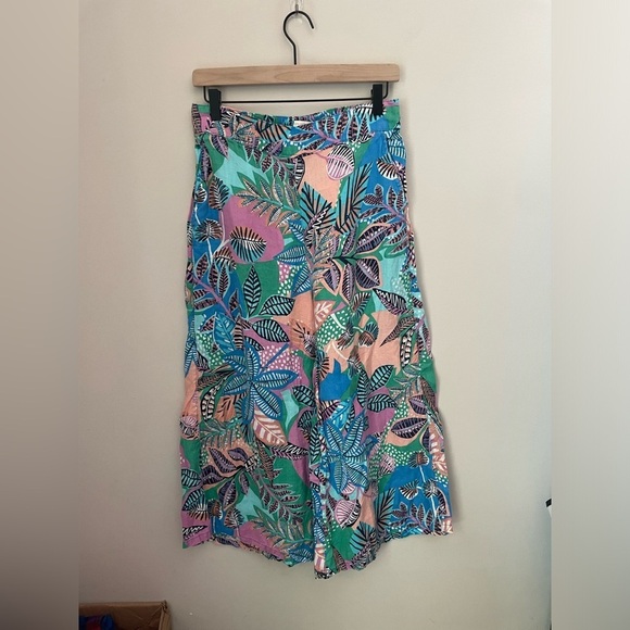 Cynthia Rowley Pants - Cynthia Rowley Resort 100% Linen Wide Leg Cropped Pants Size Medium